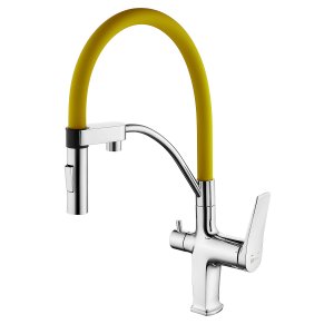 Смеситель для кухни Lemark Comfort LM3074C-Yellow Хром Желтый