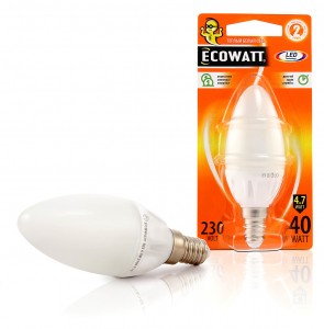 Лампа светодиодная Ecowatt B35 230В 4.7(40)w 2700k e14 (4606400613329)