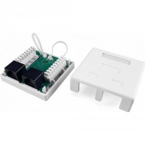 Двойная внешняя компьютерная розетка Hyperline SB1-2-8P8C-C5e-WH (430234)