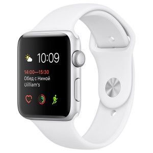 Умные часы Apple Watch Series 1 38 мм Серебристый, Спортивный ремешок Белый (MNNG2RU/A)