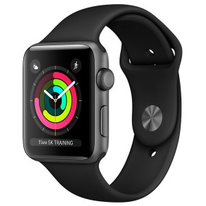 Смарт-часы Apple Watch Series 3 42 мм "Серый космос", Спортивный браслет Черный (MQL12RU/A)