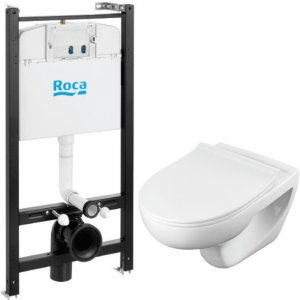 Комплект унитаза с инсталляцией Roca Victoria Pack Rimless 893105010 с сиденьем Микролифт без клавиши смыва