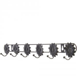 Вешалка Доляна на 6 крючков, "Ромашки", 41,5х5,5х3 см, цвет черный (1695971)