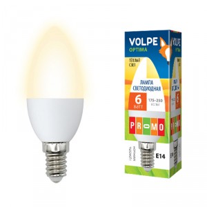 Лампа светодиодная Volpe LED-C37-6W/NW/E27/FR/O (LED-C37-6W/WW/E27/FR/O картон)