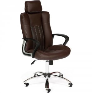 Кресло TetChair OXFORD хром кож/зам, коричневый/коричневый перфорированный, 36-36/36-36/06 (9819)