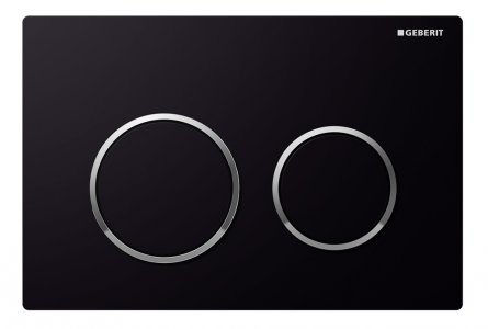 Смывная клавиша Geberit Omega 20 черный, декоративные кольца хром (115.085.KM.1)