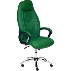Кресло TetChair BOSS (хром), кож/зам, зеленый/зеленый перфорированный, 36-001/36-001/06 (11680)