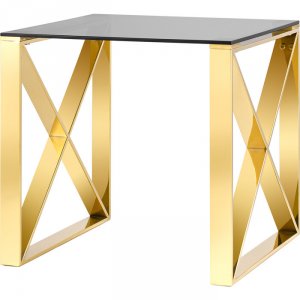 Журнальный столик Stool Group Кросс 55x55 стекло smoke, сталь золото EET-008-TG-SK (УТ000004649)