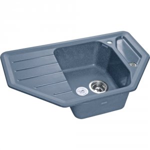 Угловая мраморная кухонная мойка GranFest Corner GF-C800E графит (C-800E графит)