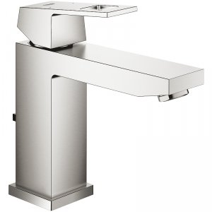 Смеситель для раковины GROHE Eurocube с донным клапаном, суперсталь (23445DC0)