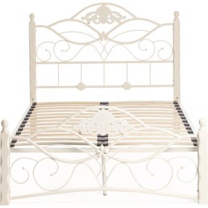 Кровать TetChair Canzona Wood slat base дерево гевея/металл 160x200 (Queen bed) белый (butter white) (15046)