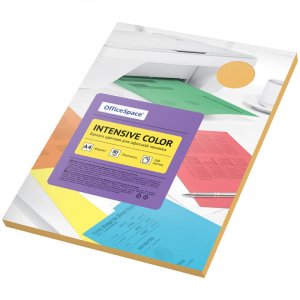 Цветная бумага OfficeSpace "Intensive Color", A4, 80 г/м, 100 листов, (оранжевый) (IC_38229)