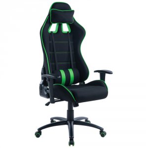 Игровое кресло Helmi HL-G08 "Target", ткань черная, зеленая, 2 подушки (HL-G08 306179)