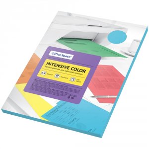Цветная бумага OfficeSpace "Intensive Color", A4, 80 г/м, 100 листов, (голубой) (IC_38226)