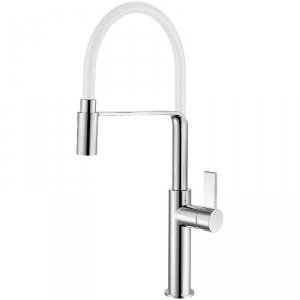 Смеситель для кухни Rush с гибким изливом, хром/белый (MS9035-35White)