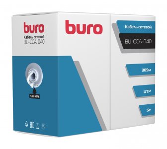 Кабельные продукты для СКС Buro UTP 4 пары cat5E solid 0.40мм CCA 305м серый (BU-CCA-040)