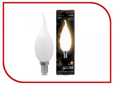 Лампочка Gauss Filament Candle Tailed E14 5W 230V желтый свет, ма (104201105)