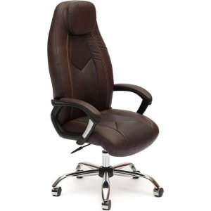 Компьютерное кресло TetChair BOSS хром кож/зам, коричневый/коричневый перфорированный, 36-36/36-36/06 (9815)