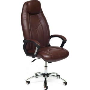 Кресло TetChair BOSS (хром), кож/зам, коричневый/коричневый перфорированный, 2 TONE/2 TONE/06 (10540)
