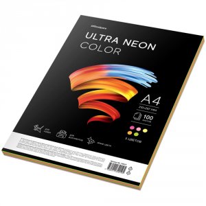 Цветная бумага OfficeSpace "Ultra Neon Color", A4, 75 г/м2, 100 листов, 5 цветов (NC_34019)