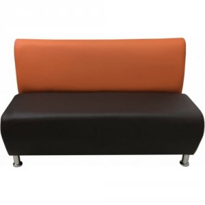 Двухместная секция дивана Мягкий офис оранжевая-шоколадная (КЛ601ОРШК)