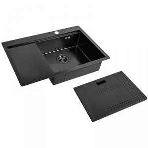 Кухонная мойка Zorg Master 78 ZM N-7852-R GRAFIT с накладкой Графит