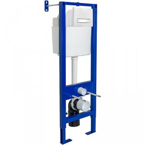 Инсталляция Berges Wasserhaus Atom 410 040341 для унитаза с Белой Хром глянец клавишей смыва