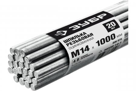 Резьбовая оцинкованная шпилька Зубр М14 x 1000 мм DIN975 20 шт. (30330-14-1)