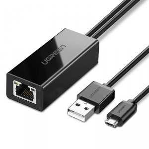 Сетевая карта UGREEN (30985) Micro USB 2.0 To 100Mbps Ethernet Adapter For Chromecast And Micro TV Sticks - Black