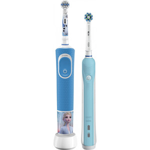Набор электрических зубных щеток Oral-B Family Edition Pro 1 700+Kids Frozen бирюзовый/синий