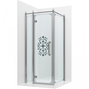 Душевой уголок Ambassador Royal 90x90 18015108-L профиль Хром стекло прозрачное с рисунком