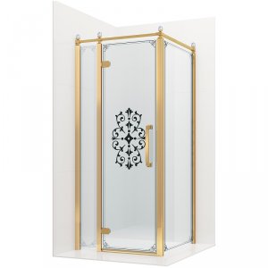 Душевой уголок Ambassador Royal 90x90 18015308-L профиль Золото стекло прозрачное с рисунком