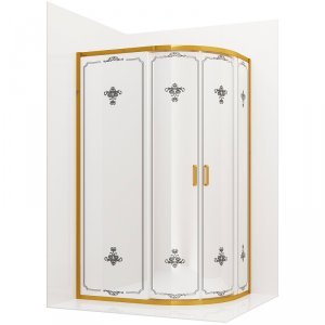 Душевой уголок Ambassador Royal 120x90 18015302 профиль Золото стекло белое с рисунком