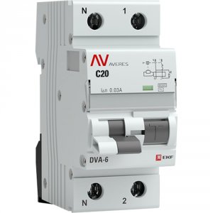 Дифференциальный автомат EKF DVA-6 AVERES (rcbo6-1pn-20C-30-ac-av)