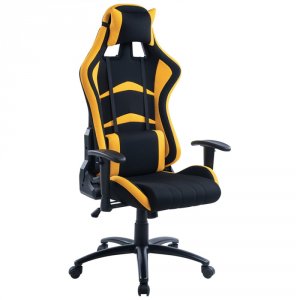 Игровое кресло Helmi HL-G07 "Pointer", ткань черная, желтая, 2 подушки (HL-G07 306178)