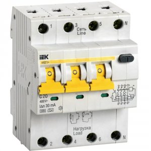 Автоматический выключатель дифференциального тока Iek АВДТ 34 (MAD22-6-020-C-30)