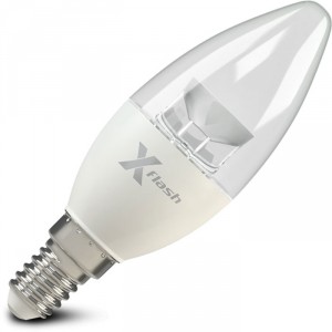 Лампочка X-flash Candle E14 5.5W 220V белый свет, прозрачная колба (47024)