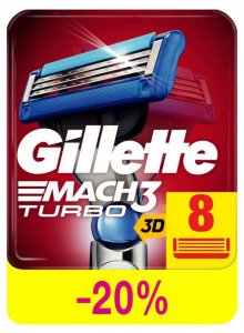 Средства для бритья Gillette Сменные кассеты Gillette (Жиллетт) Mach3 Turbo, 8 шт. (GIL284680)