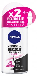 Дезодорант для подмышек Nivea Антиперспирант шарик "Невидимая защита для черного и белого" Clear (NIV082240)