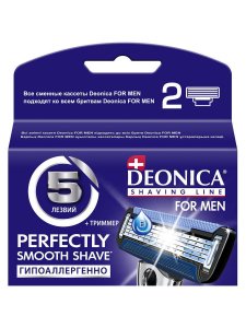 Средства для бритья DEONICA Сменные кассеты для бритвы 5 тонких лезвий с керамическим покрытием США FOR MEN (MPL015742)