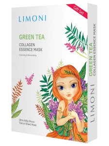 Уход за лицом Limoni Набор масок для лица тонизирующих с зелёным чаем и коллагеном Green Tea Collagen essence mask (MPL010802)