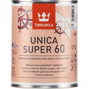 Алкидно уретановый универсальный износостойкий лак Tikkurila UNICA SUPER EP полуглянцевый 0.9 л (55764040110)