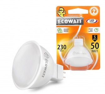 Лампа светодиодная Ecowatt Jcdr 230В 5(50)w 3000k gu5.3 (4606400021575)