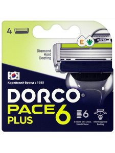 Средства для бритья Dorco Сменные кассеты для бритья PACE6 Plus, 6-лезвийные с триммером (MPL072669)