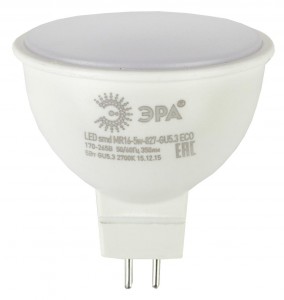 Лампа светодиодная ЭРА MR16 GU5.3 5W 220V ECO желтый свет (Б0020622)