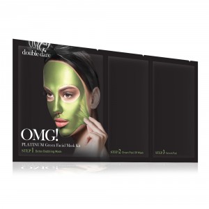 Маска трехкомпонентная для ухода за кожей лица зеленая Double Dare Platinum Green Facial Mask Kit