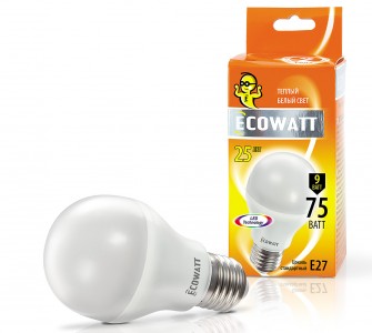 Лампа светодиодная Ecowatt A60 230В 9(75)w 2700k e27 (4606400614838)