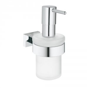 Дозатор для жидкого мыла GROHE Essentials Cube, с держателем, хромированный (40756001)