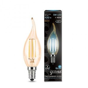 Лампа Gauss Candle Tailed Golden E14 5W 230V белый свет (104801805)