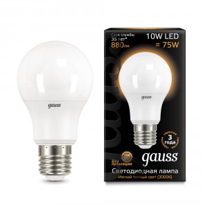 Лампочка Gauss LED A60 10W E27 3000K (102502110)